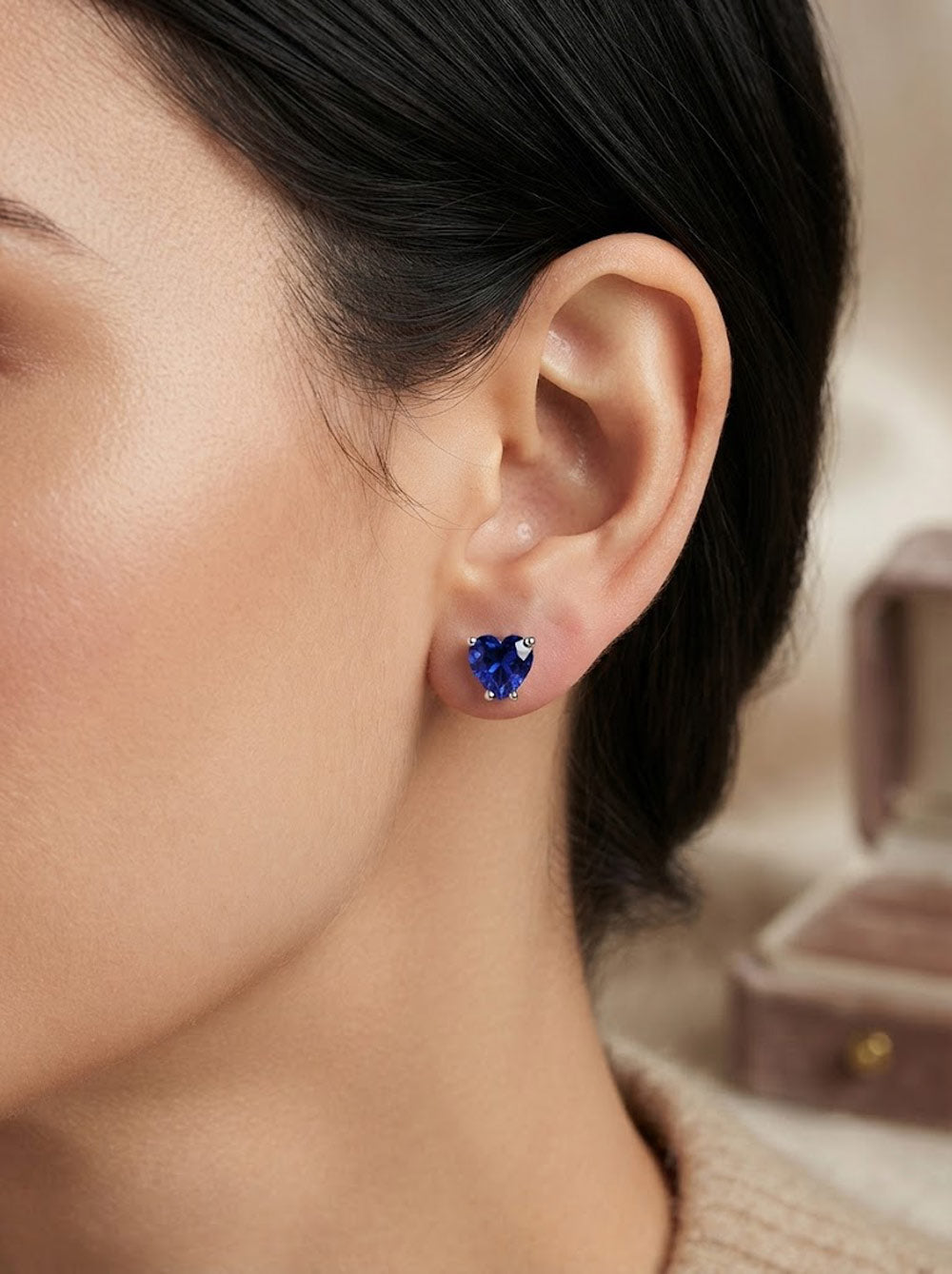 6mm and 7mm Heart Stud Earring Settings in S925 Sterling Silver