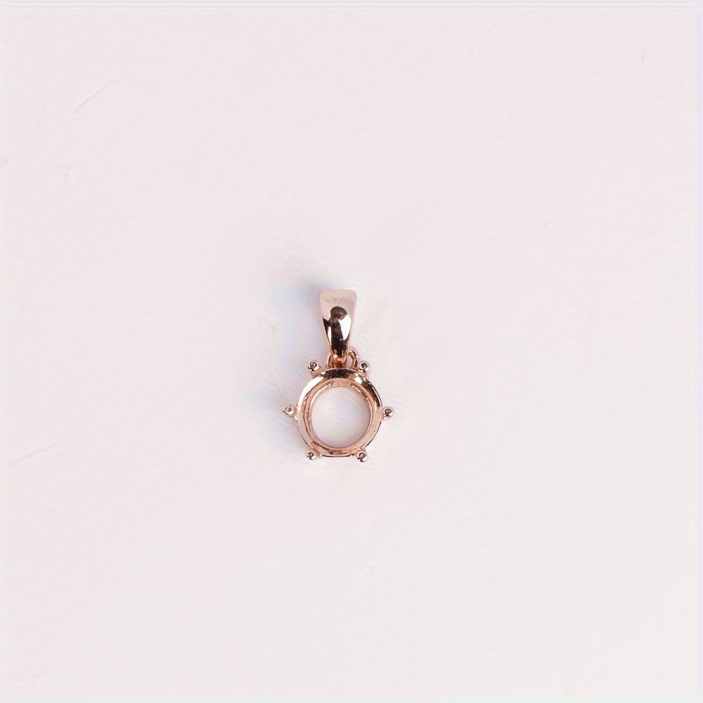 1pc 5-20mm Round 6 Prongs Pendant Settings Solid 925 Sterling Silvery Charm Bezel for Gemstone Rose Golden Plated