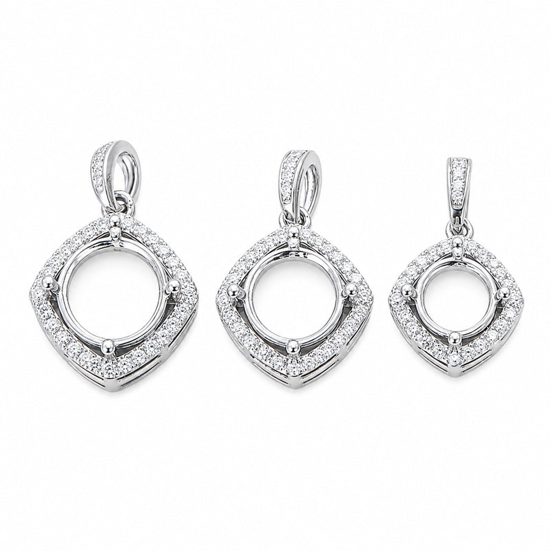 5mm–12mm Round Pendant Settings S925 Sterling Silver for DIY Jewelry Making