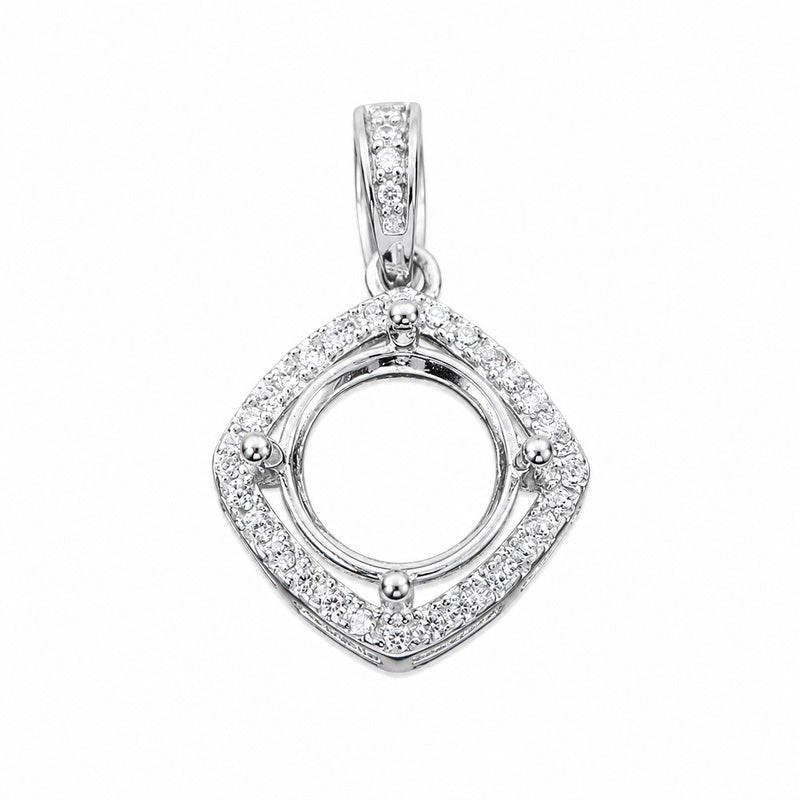 5mm–12mm Round Pendant Settings S925 Sterling Silver