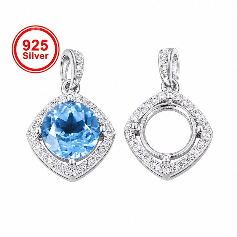 5mm–12mm Round Pendant Settings S925 Sterling Silver for DIY Jewelry Making