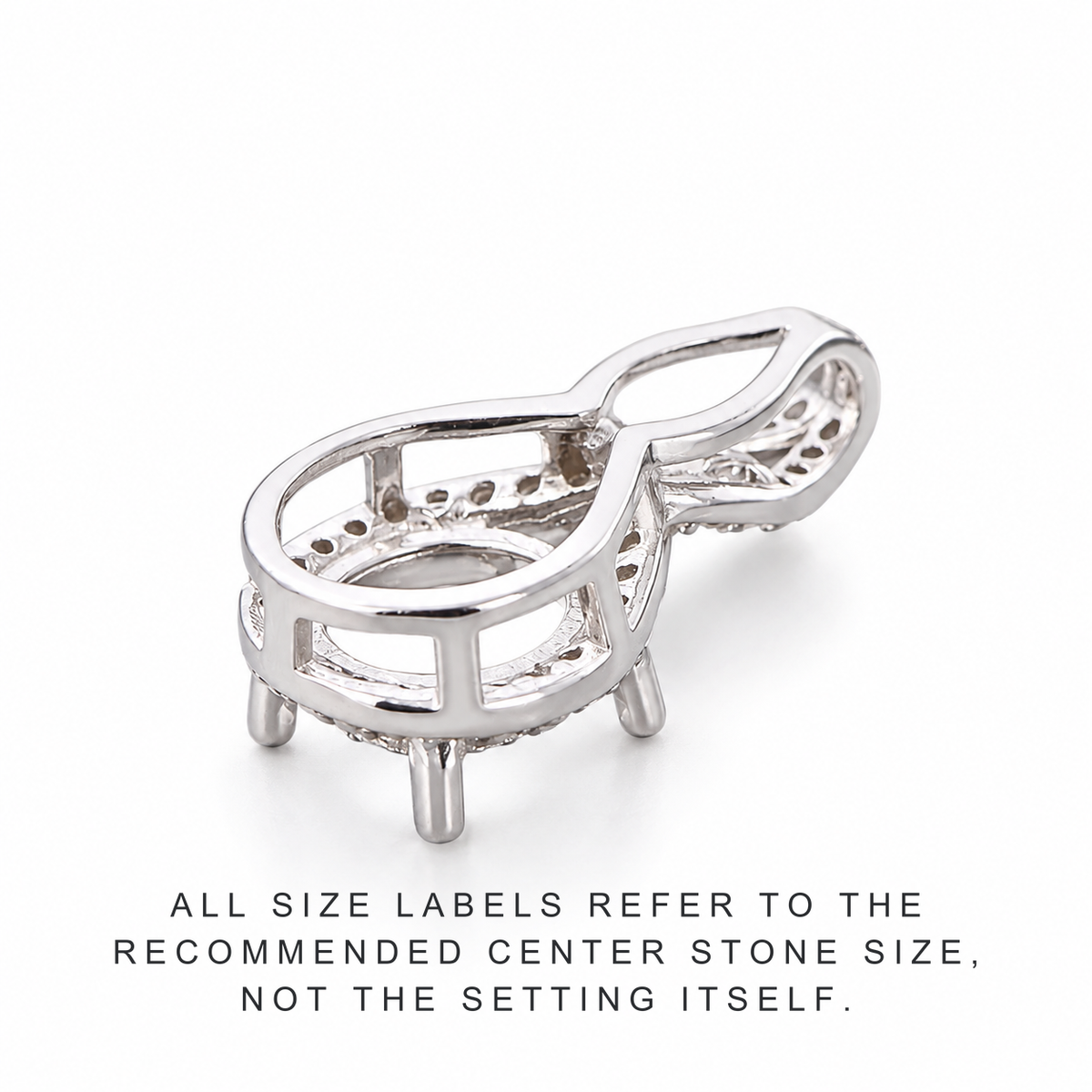 Back view of 925 silver gourd coin bezel pendant setting showing open basket and mounting structure